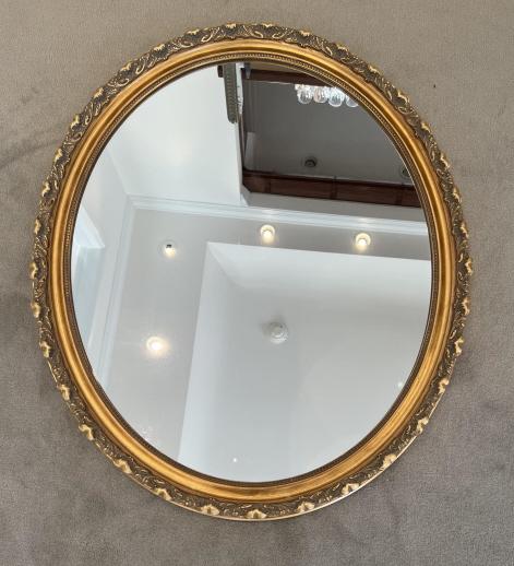Vintage Gilt Tone Oval Form Wall Mirror (1 of 2)