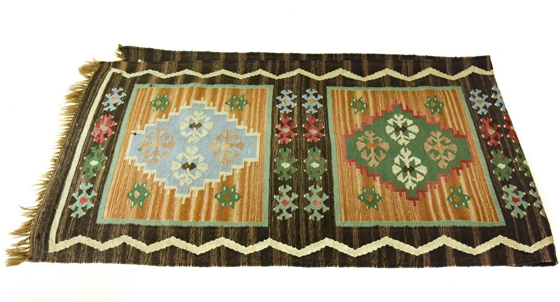 Turkish Kilim Runner w Brown Rose Jade Colorways (1 of 9)