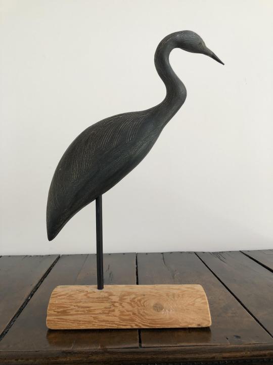 Hand Carved Hand Painted Egret Statue Signed (1 of 6)
