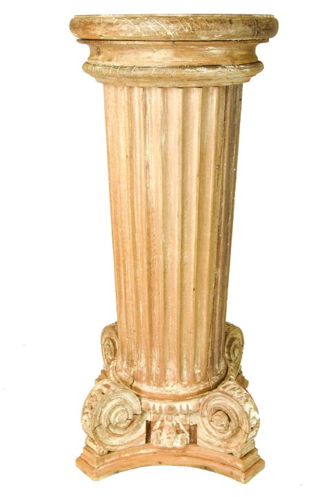 Pair Neoclassical Carved Wood Column Pedestals (1 of 8)