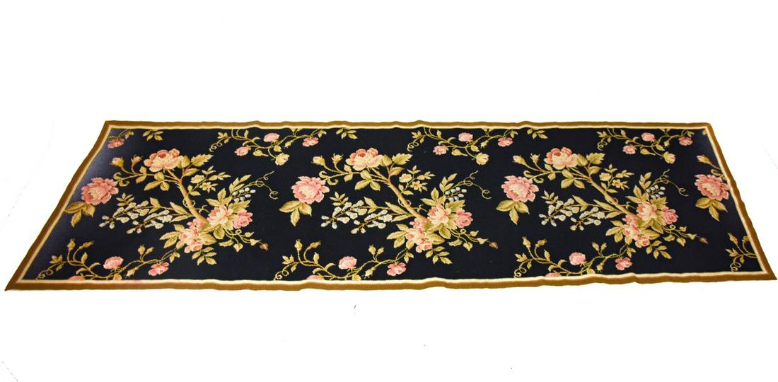 Hand Made Needlepoint Runner w Cabbage Rose Motif (1 of 8)
