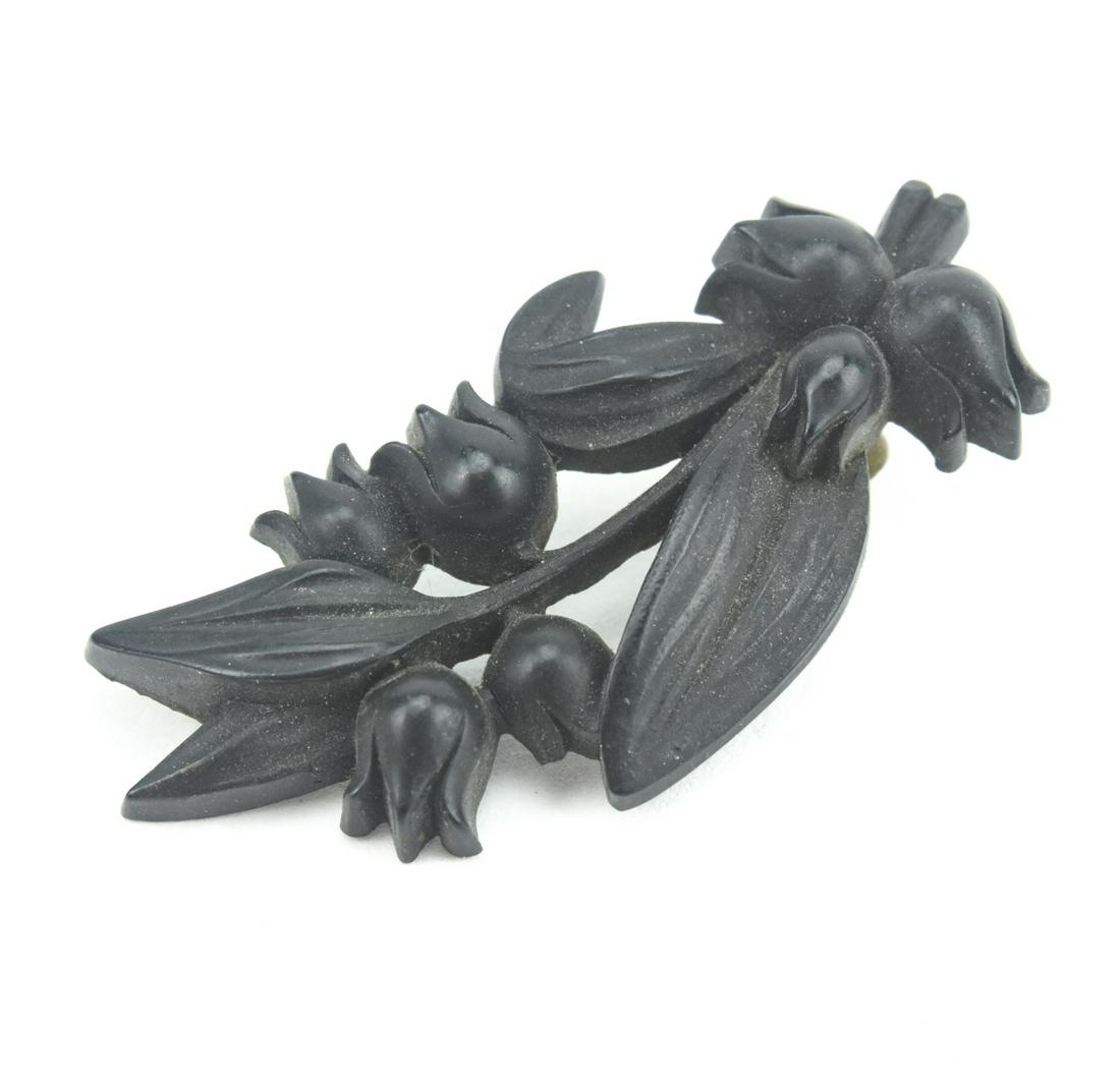 Antique 19th C Guttapercha Lily of Valley Pendant (1 of 5)