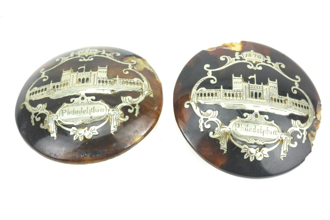 Antique Pique Sterling 1876 Philadelphia Buttons (1 of 8)