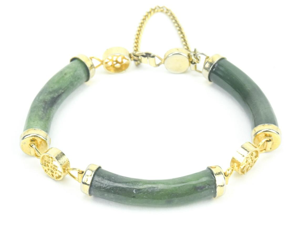Vintage Chinese Jade Panel Bracelet w Characters (1 of 6)