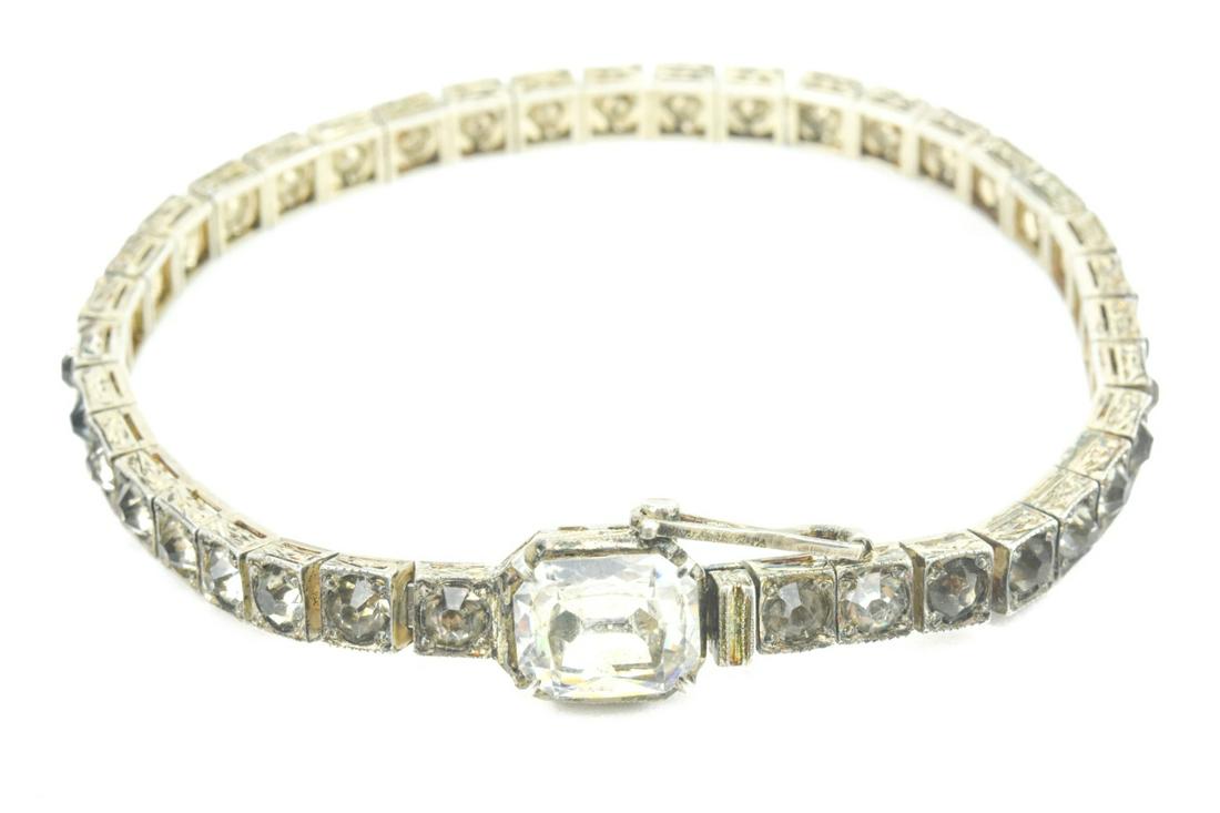 Antique Art Deco Sterling Silver & Paste Bracelet (1 of 7)