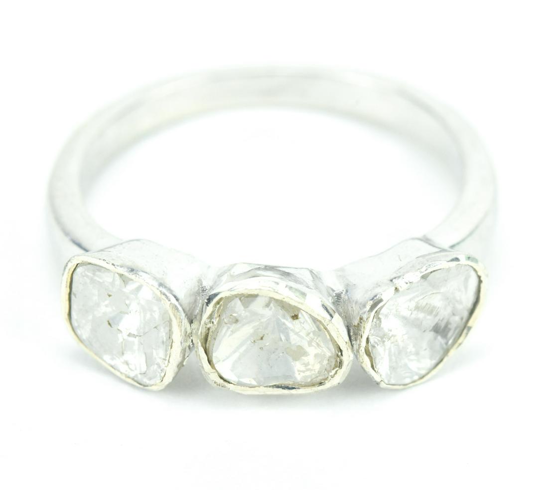 Sterling Silver Ring w Three Diamond Setting (1 of 6)
