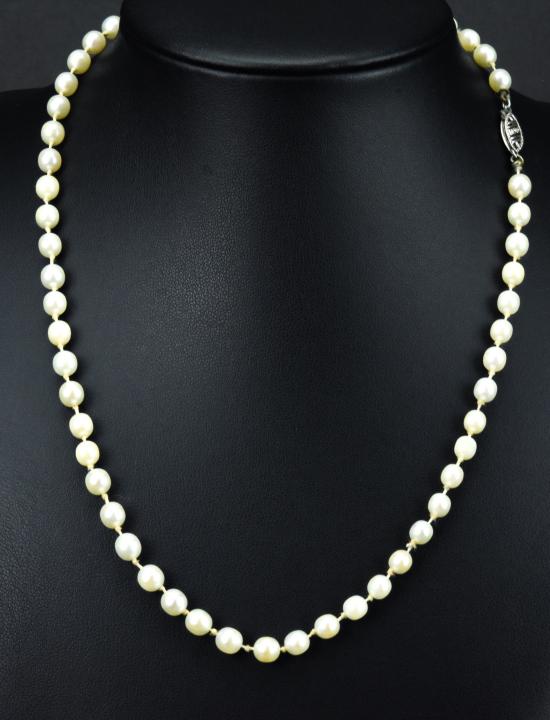 Antique Hand Knotted Pearl Necklace w White Gold (1 of 6)
