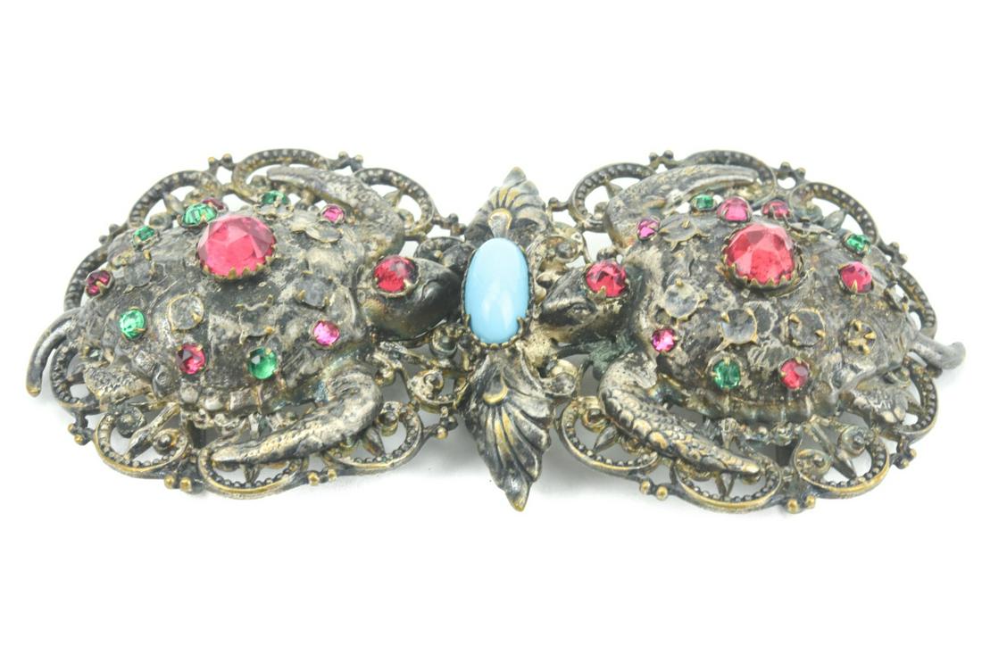 Antique Costume Jewelry Buckle w Turtle Design (1 of 6)