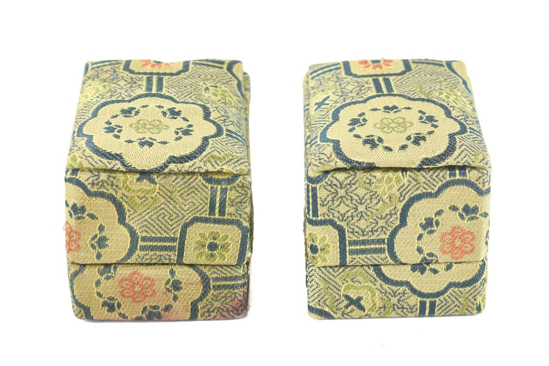 Two Antique Chinese Silk Covered Ring Display Box (1 of 6)