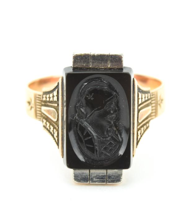 Antique 19th C 14K Rose Gold Cameo Ring (1 of 8)