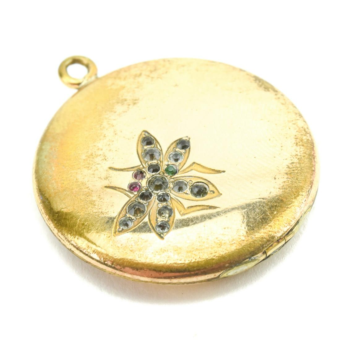 Antique Gold Filled Locket w Paste Set Bee Insect (1 of 6)
