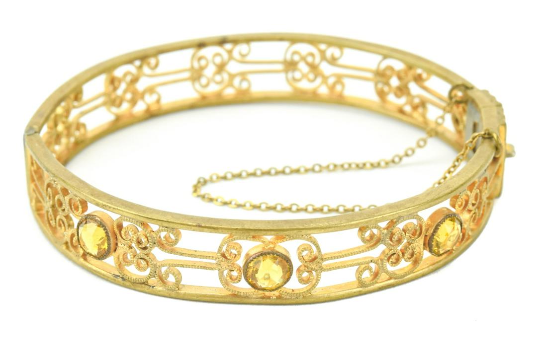 Antique Gold Filled & Citrine Crystal Bracelet (1 of 8)