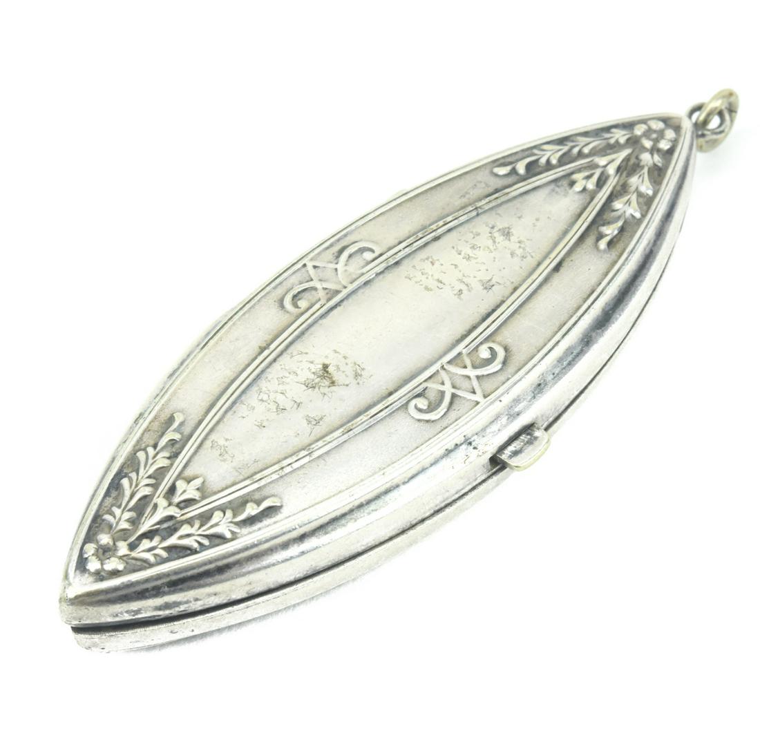 Large Scale German Silver Navette form Locket (1 of 8)