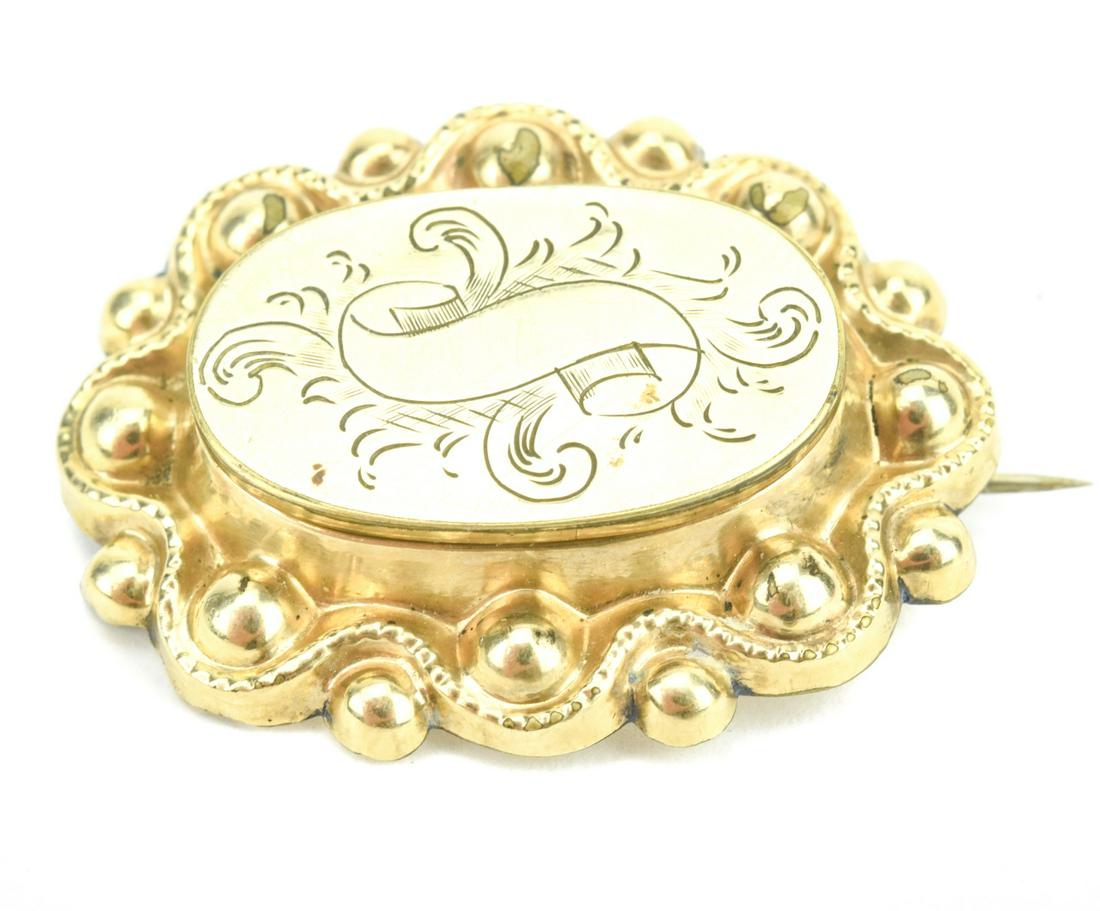 Antique 19th C Mourning Brooch w Locket on Front (1 of 6)