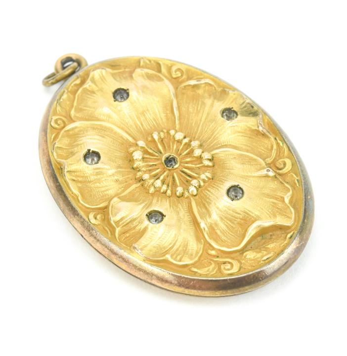 Large Antique C 1900 Art Nouveau Gold Fill Locket (1 of 7)