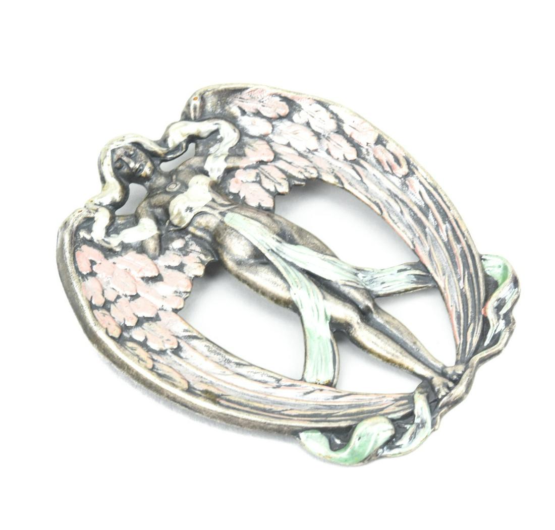 Large Antique Repousse Silver Angel Brooch (1 of 7)
