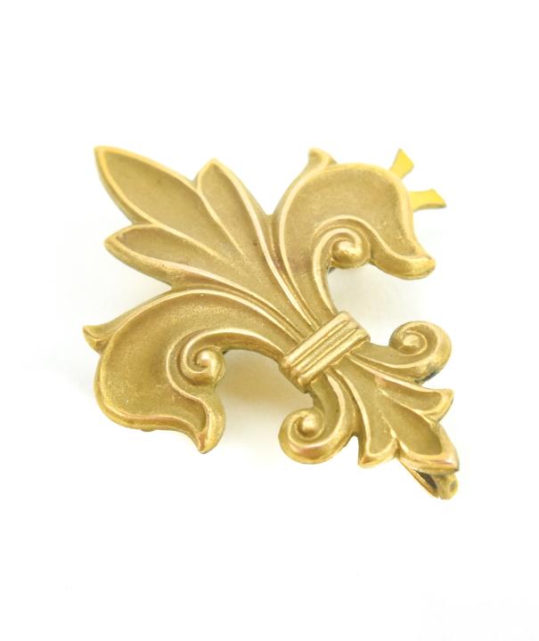 Antique French Fleur de Lis Gold Filled Brooch (1 of 4)
