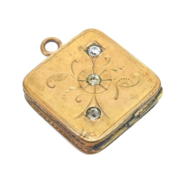 Antique 19th C Paste Set Gold Fill Locket Pendant (1 of 6)