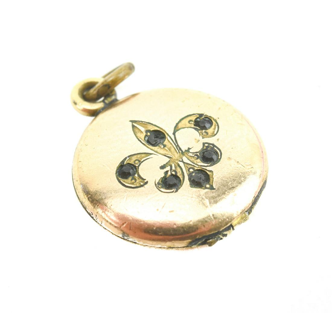 Antique 19th C Fleur de Lis Paste Set Locket (1 of 6)