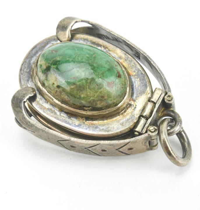 Vintage Sterling Cabochon Jasper Accordion Locket (1 of 7)