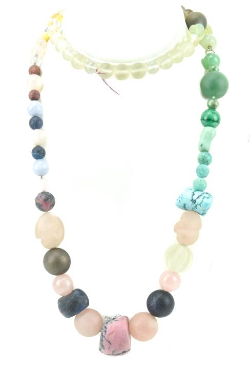 Turquoise Malachite Agate Rose Quartz Necklace (1 of 5)