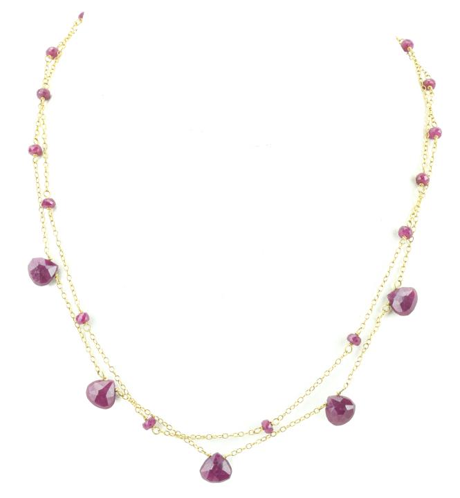 Gold Over Sterling Ruby Bead & Pendant Necklace (1 of 7)