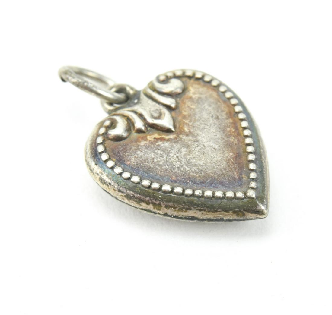 Antique Sterling Silver Puffy Heart Charm Pendant (1 of 5)