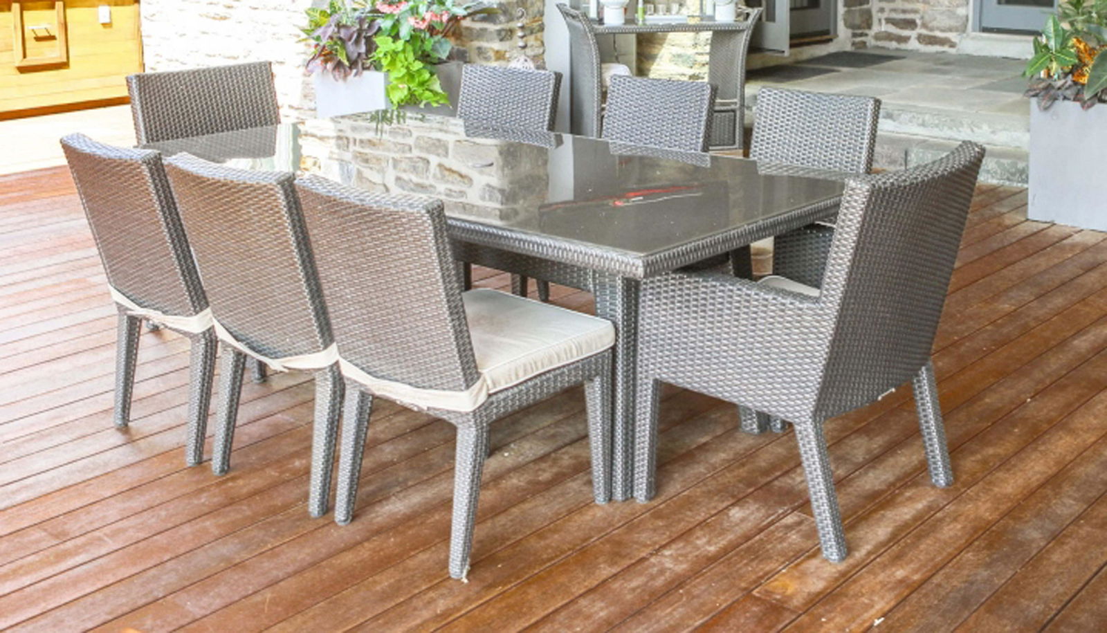 Frontgate Faux Wicker Outdoor Dining Set (1 of 7)