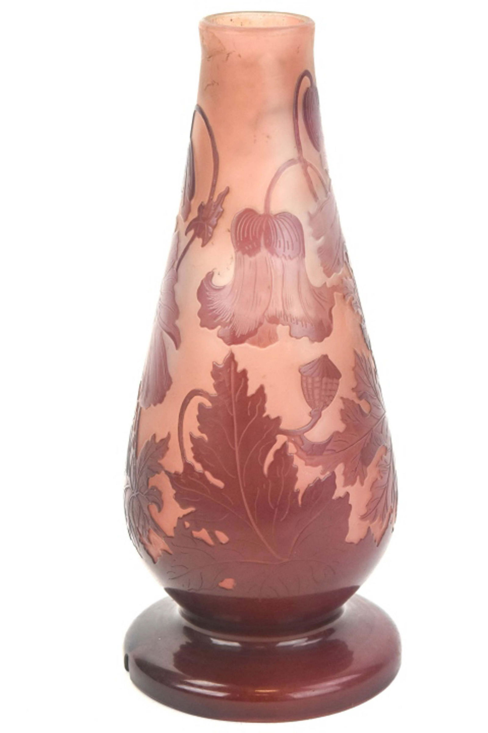 Emile Galle Cameo Glass Vase w Clematis Flowers (1 of 10)