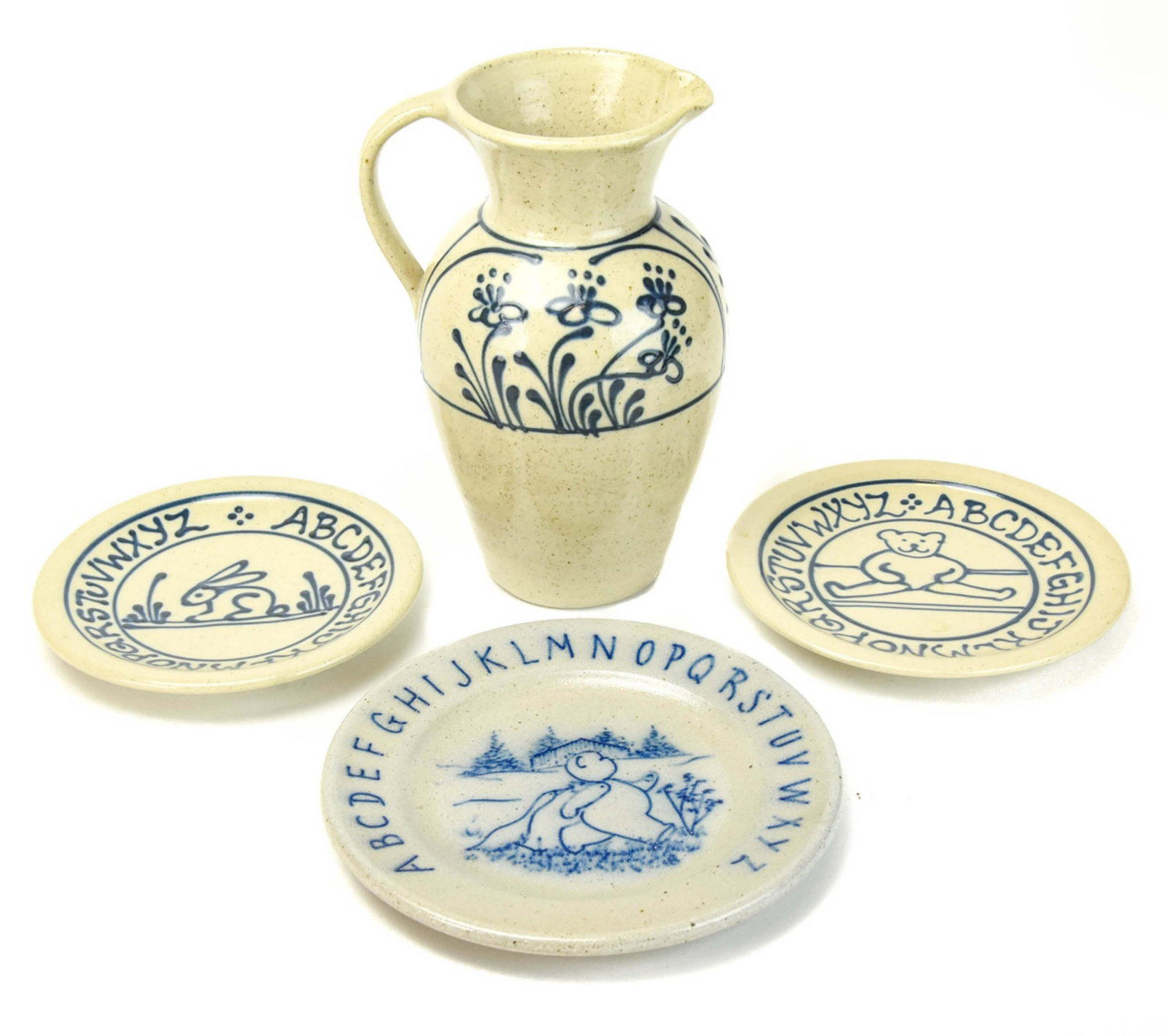 Collection Cornish Hill Cobalt Glazed Salt Pottery: Collection Cornish Hill Cobalt Drip Glazed Salt Pottery. Pitcher measures 9.5 inches x 6.5 inches.