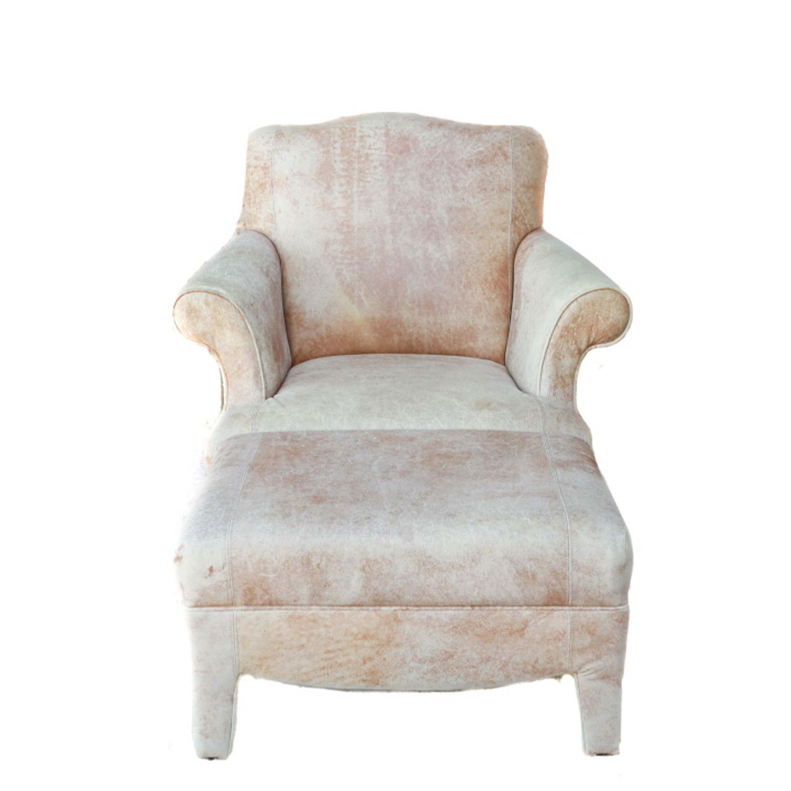 Contemporary Distressed Leather Armchair & Ottoman (1 of 7)