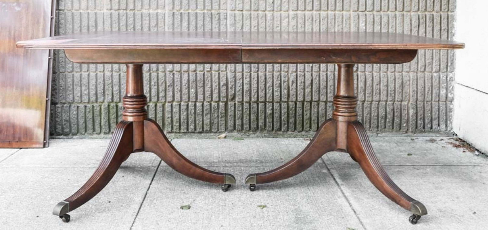 Sheraton Style Double Pedestal Dining Table (1 of 8)
