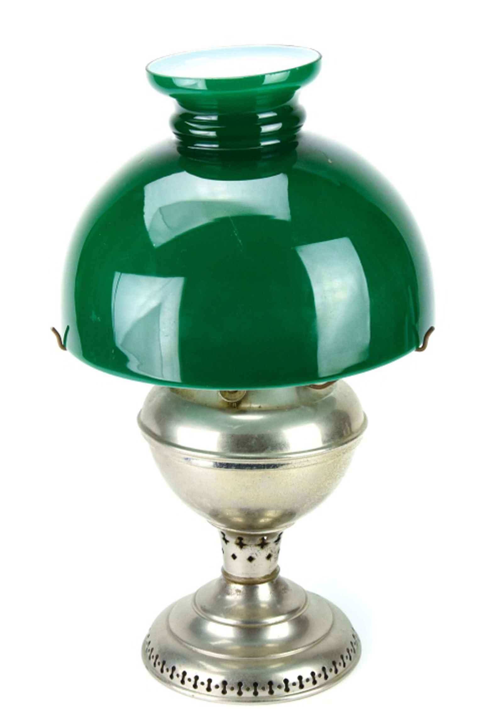 Antique Edward Miller Nickel Oil Lamp Glass Shade (1 of 9)