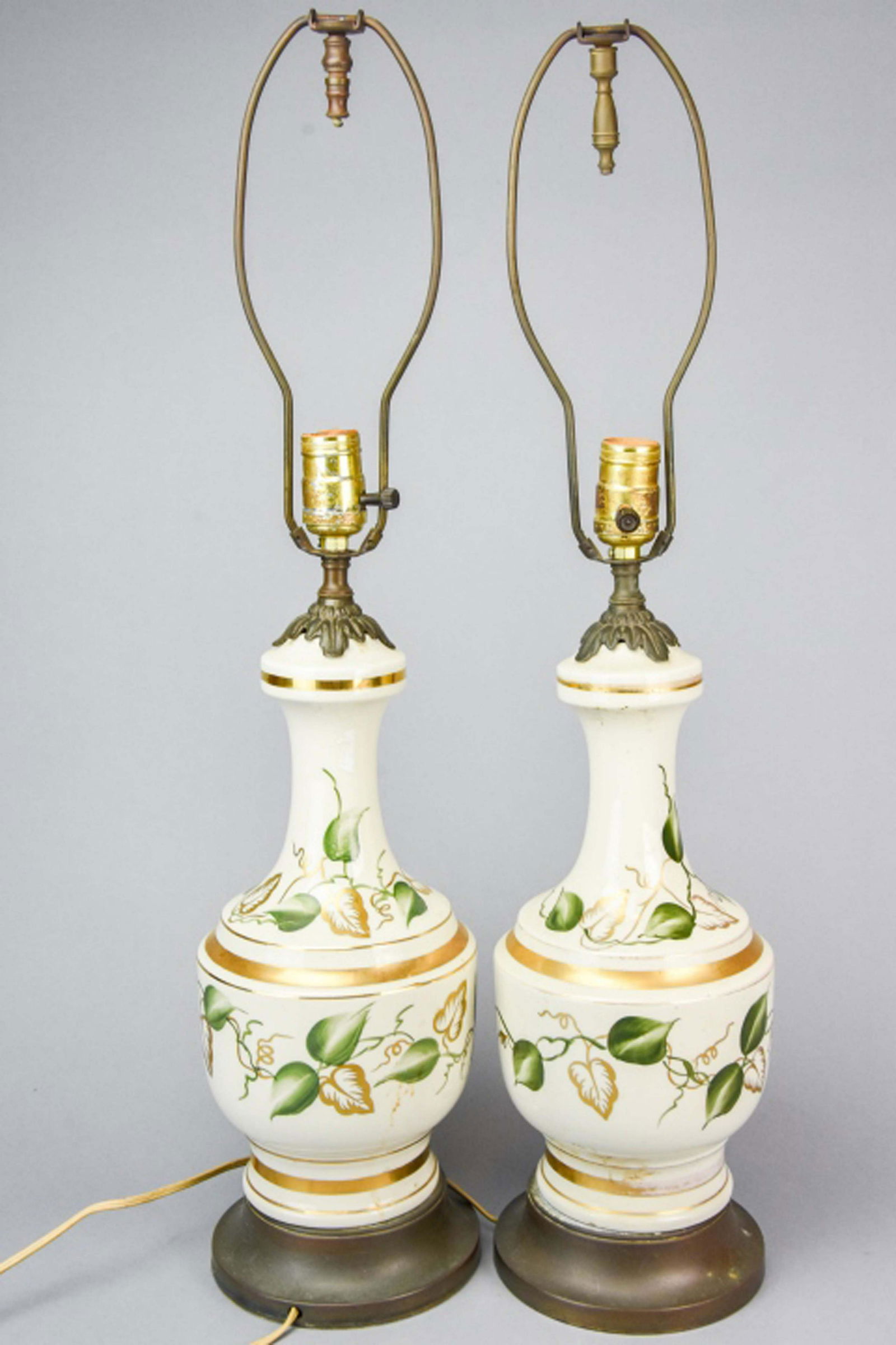 Pair Hand Painted Porcelain Table Lamps (1 of 9)