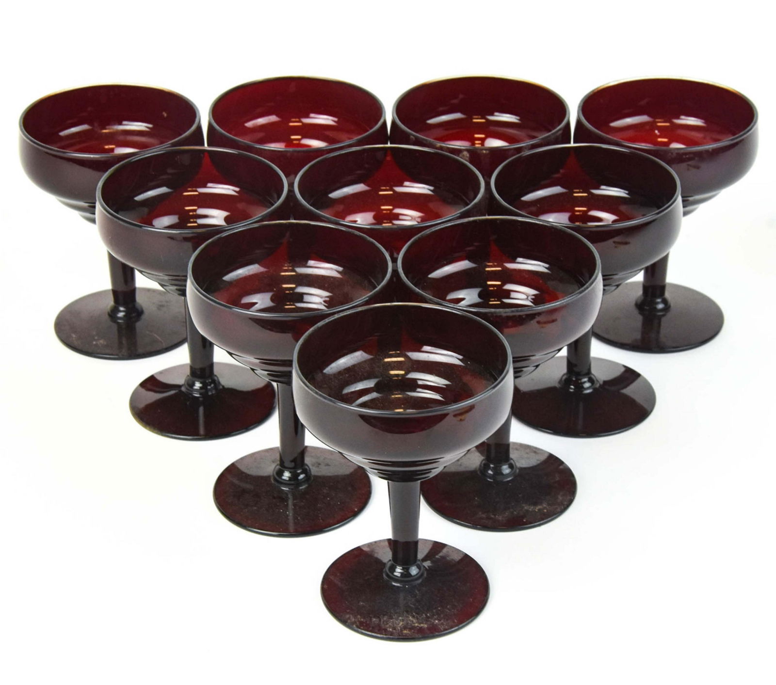 Set 10 Antique Ruby Glass Champagne Coupes (1 of 7)