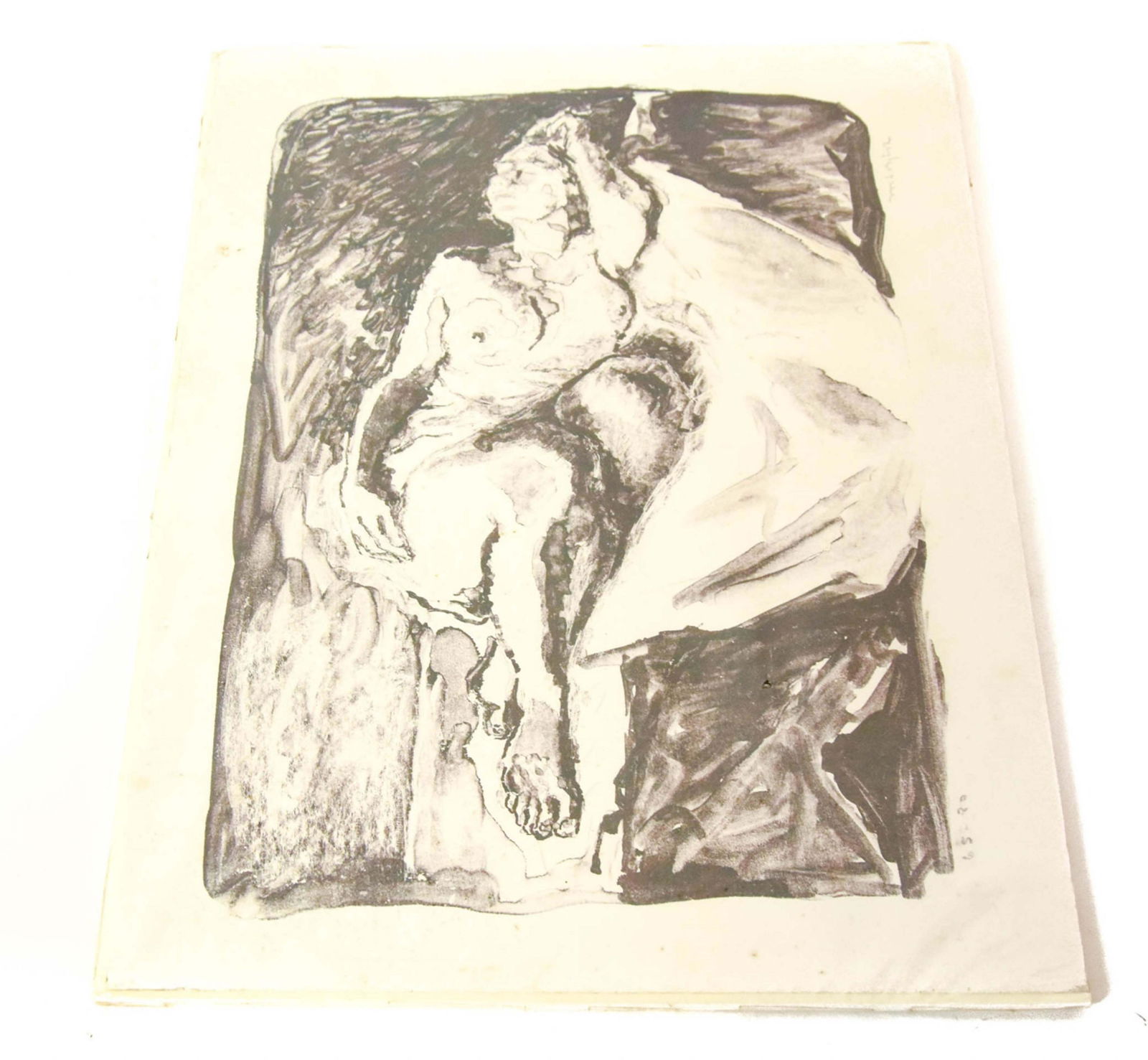 Moses Soyer Reclining Nude Lithograph: Moses Soyer Reclining Nude Lithograph. Pencil signed and numbered 65/80, with margins. Lithograph on wove paper. With printer's blindstamp in lower right corner. Measures 13.5 inches x 17.75 inches.