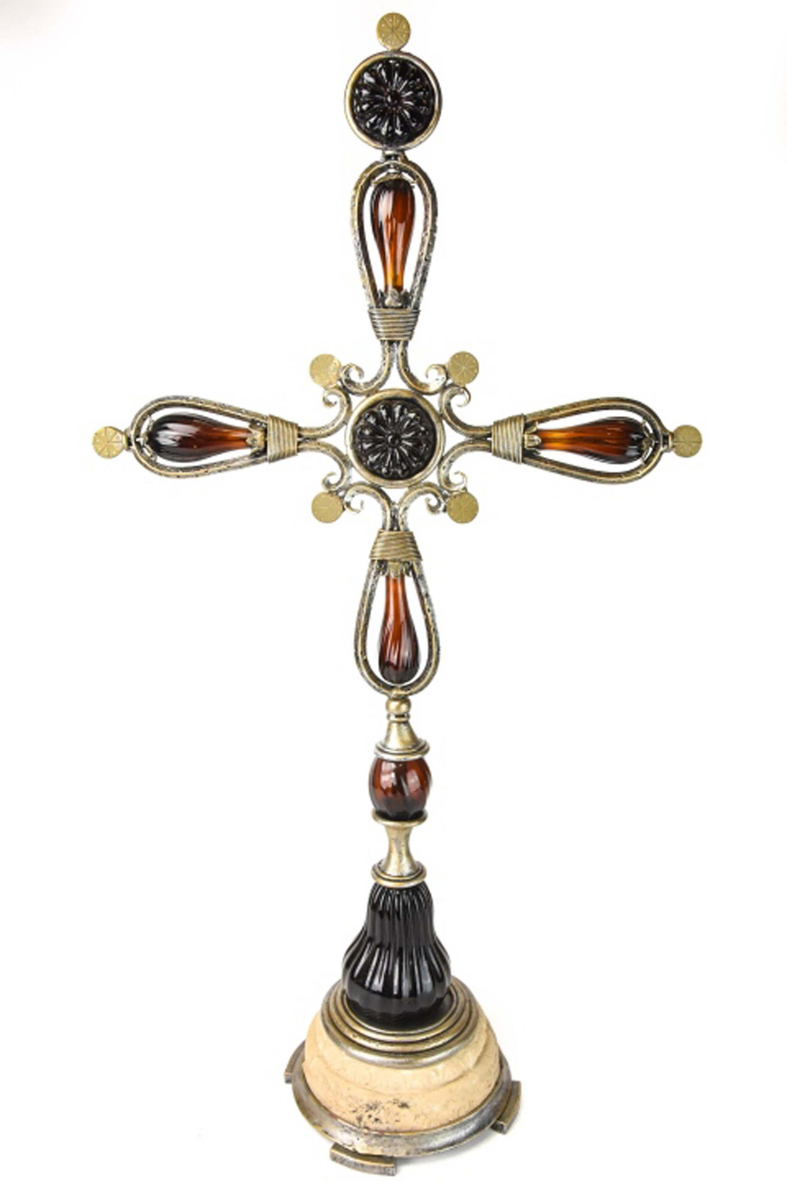 Wrought Iron and Art Glass Neo Gothic Cross (1 of 11)