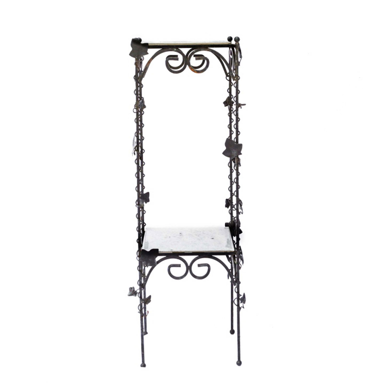 Glass Top Wrought Iron & Tole Tiered Side Table (1 of 6)