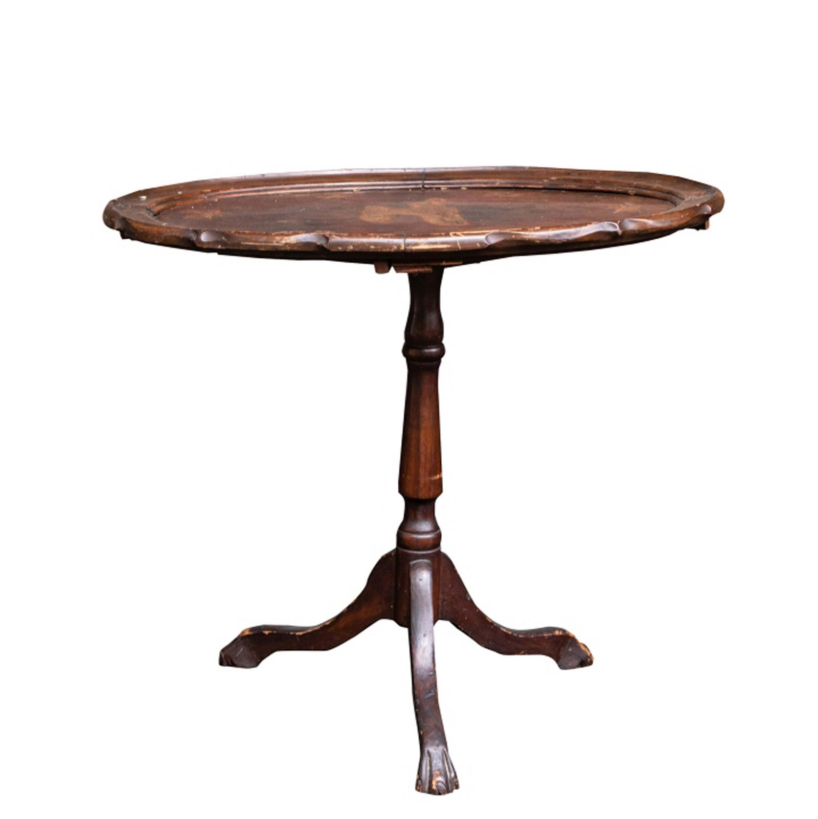 Antique Tilt Top Table w Marquetry Deer Inlay (1 of 6)