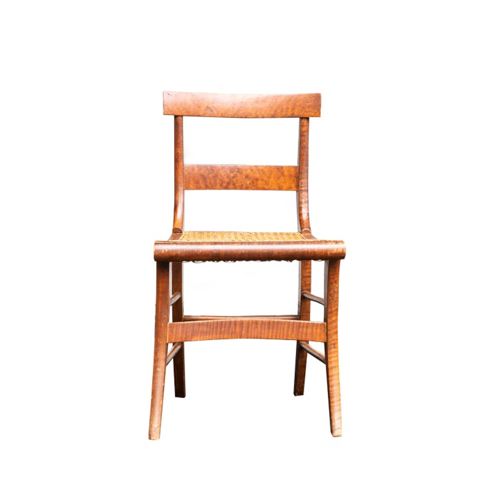 Regency Style Tiger Maple Caned Side Chair (1 of 6)