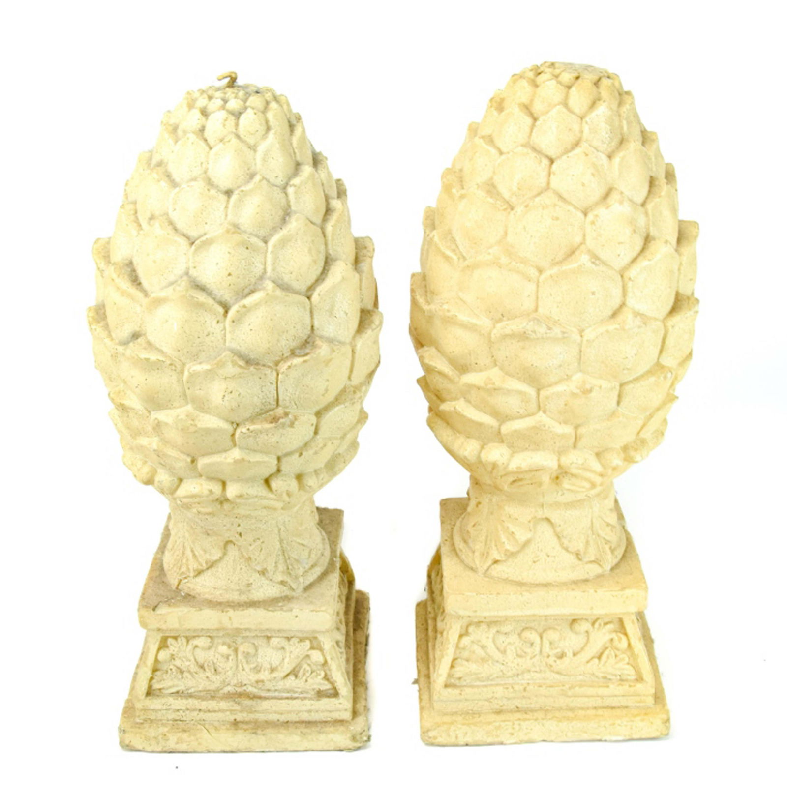 Pair Neoclassical Pinecone Wax Candle Centerpieces (1 of 10)