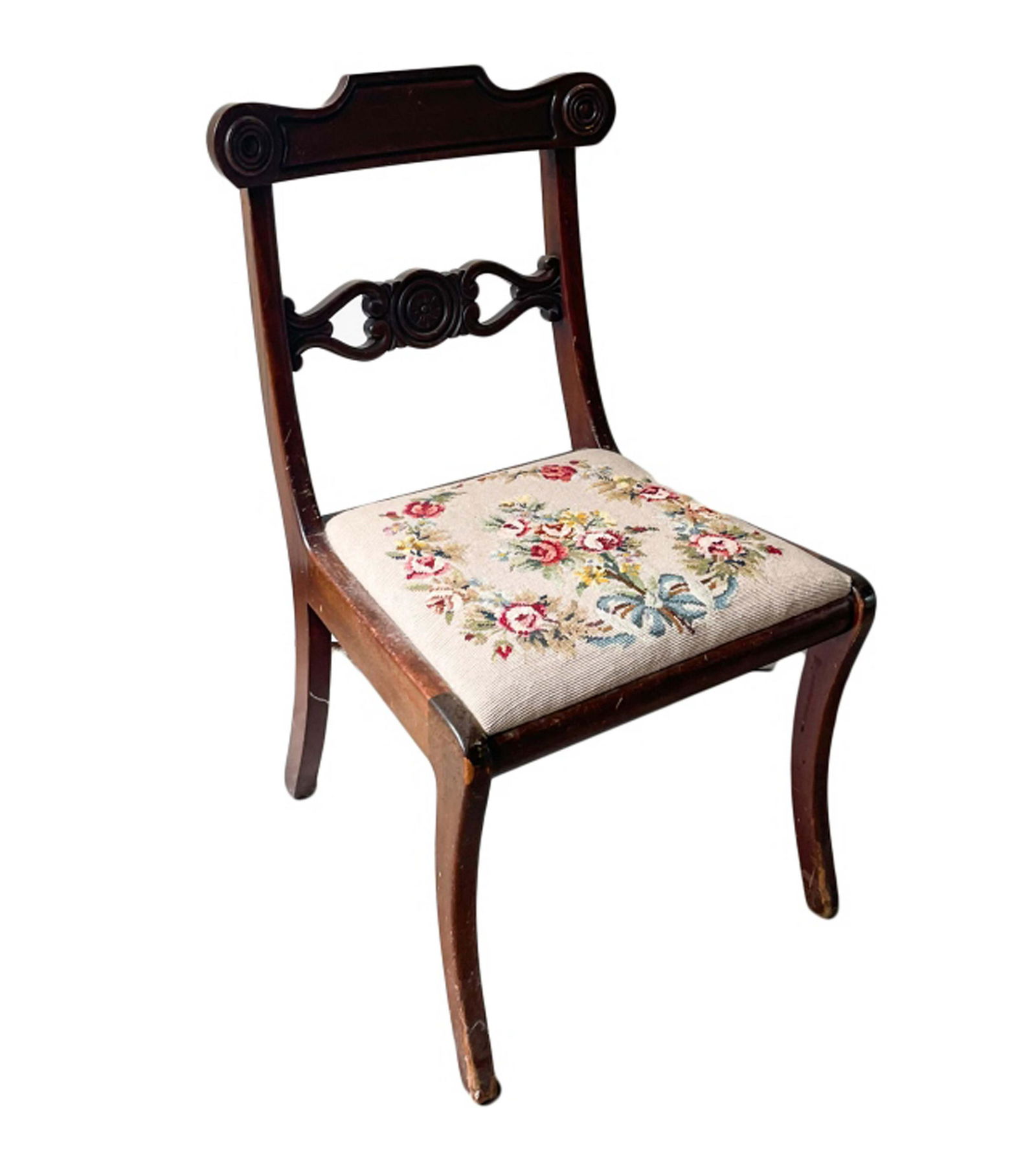 Antique Duncan Phyfe Style Needlepoint Chair (1 of 6)