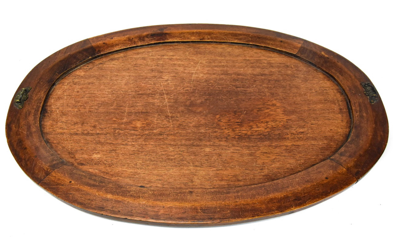 Antique Hand Carved Serving Tray w Brass Hardware (1 of 6)