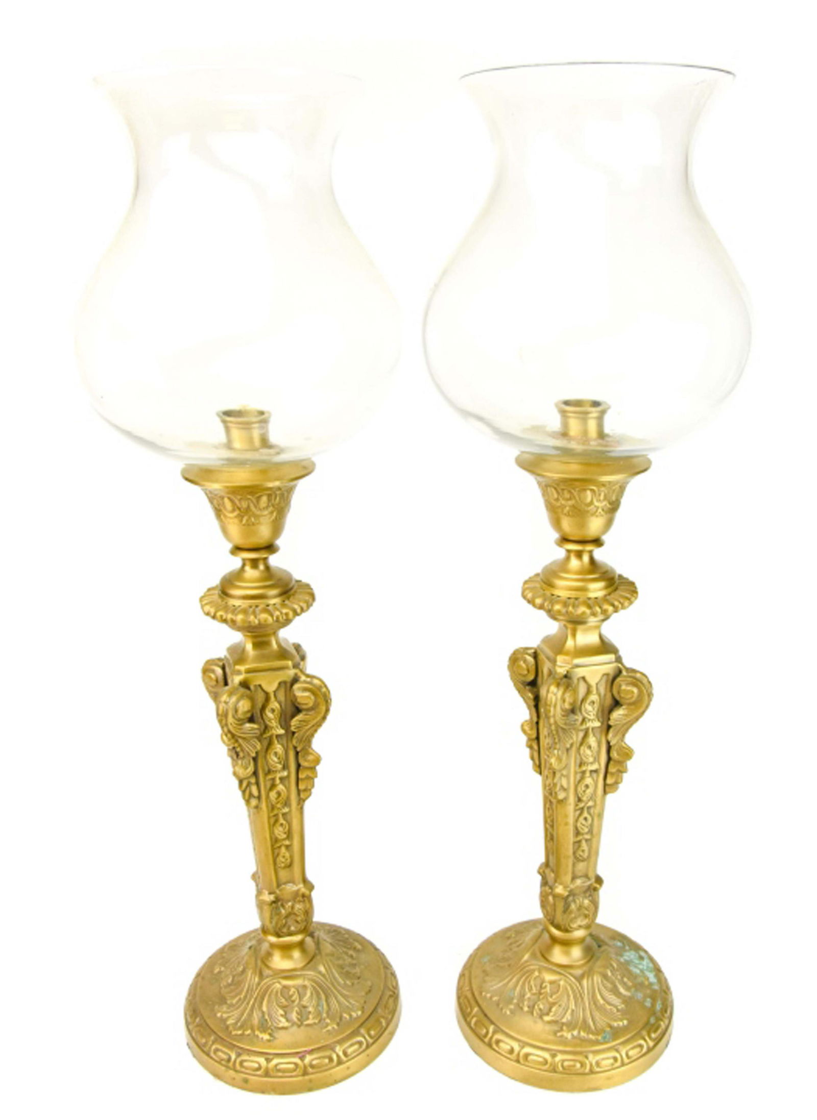 Neoclassical Gilt Bronze Hurricane Candlesticks (1 of 8)