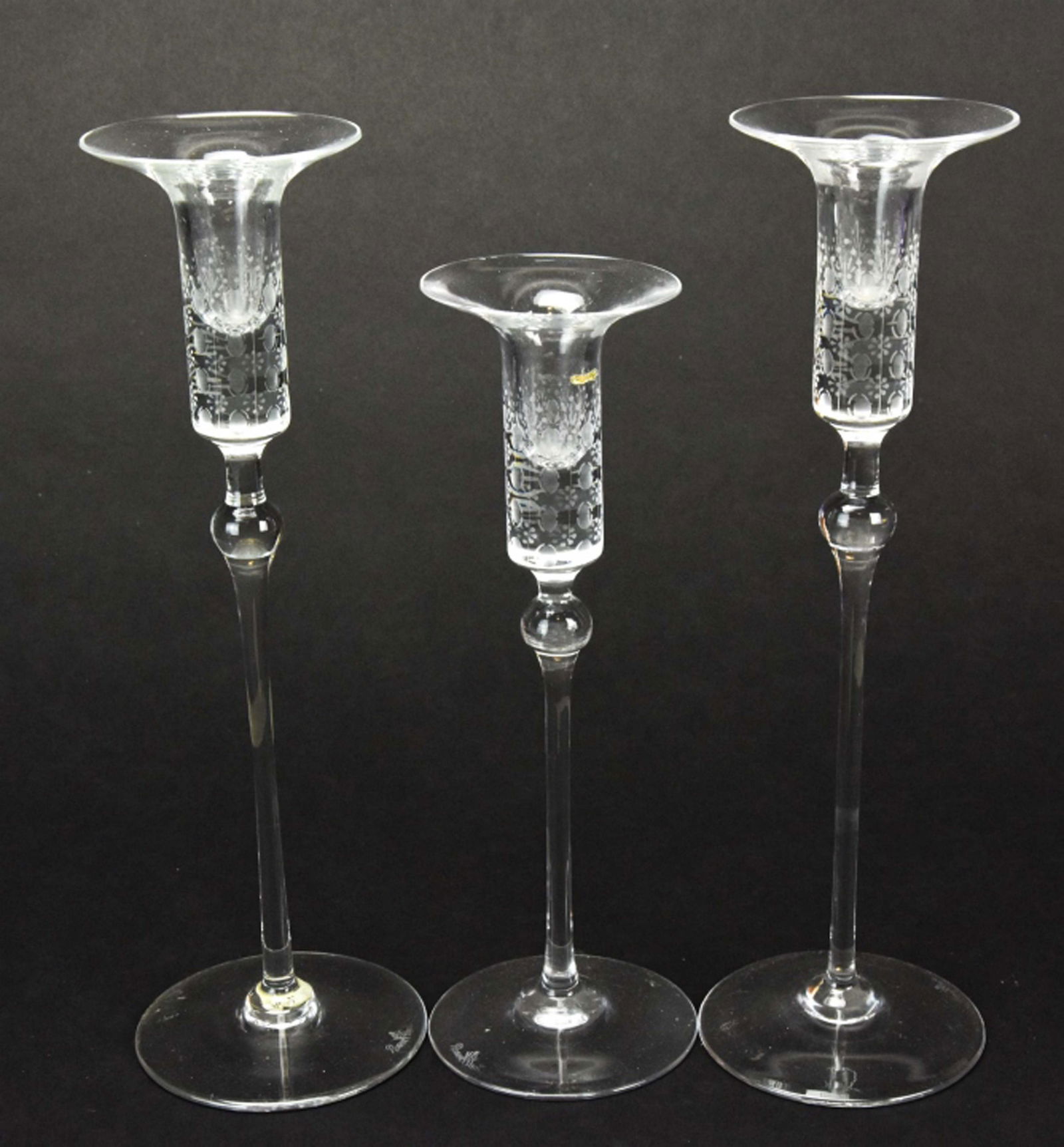 3 Etched Matching Rosenthal Crystal Candlesticks (1 of 8)