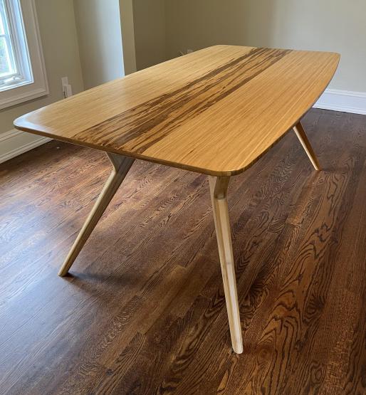 Mid Century Style Bamboo Wood Dining Table (1 of 5)