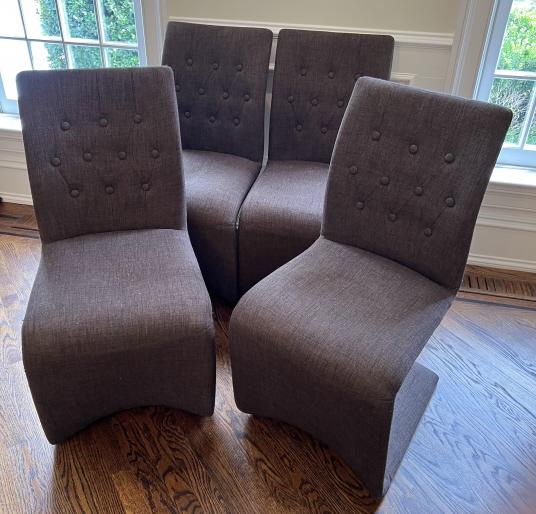 Set of Four Modern Dining Chairs w Tufted Fabric (1 of 4)