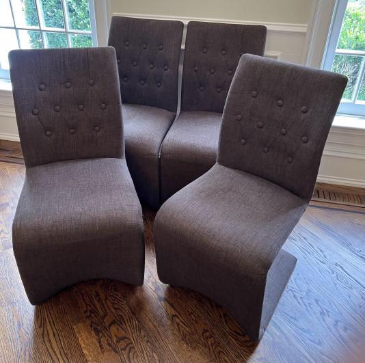 Set of Four Modern Dining Chairs w Tufted Fabric (1 of 4)