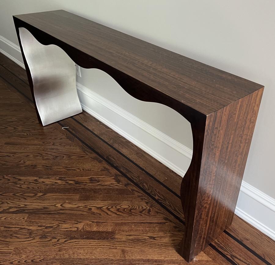 Burled Wood & Silver Leaf Decorated Console Table (1 of 6)