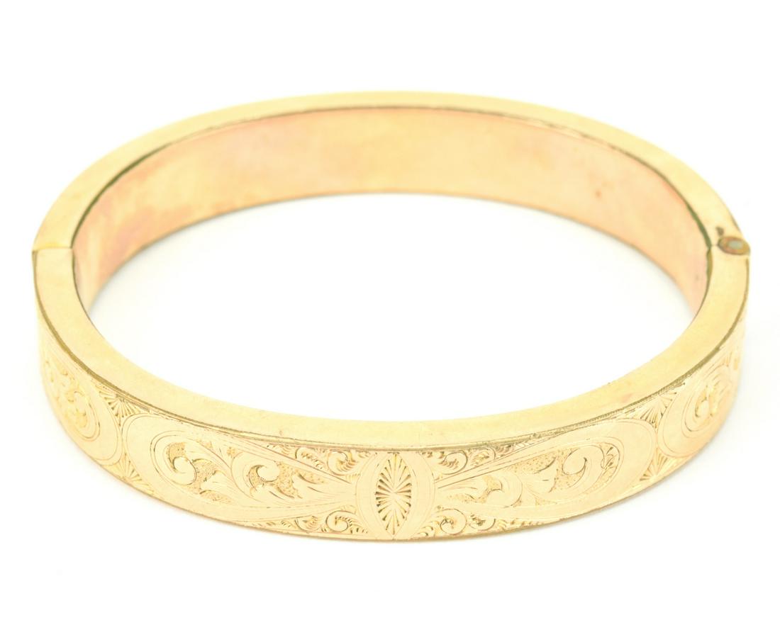 Antique 19th C Gold Filled Hinged Bangle Bracelet (1 of 9)